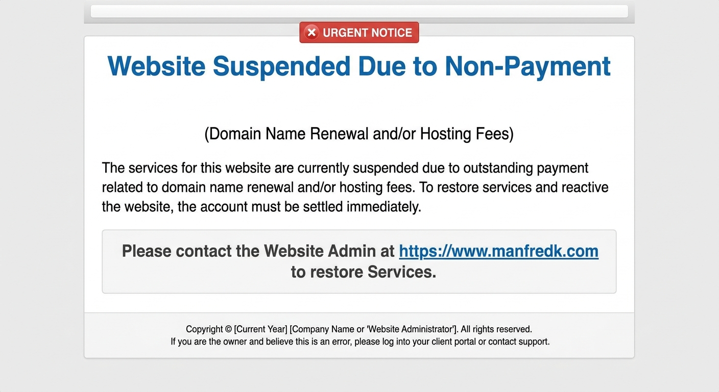 Website Suspended Due to Non-Payment screen as a flat file, containing only this image.